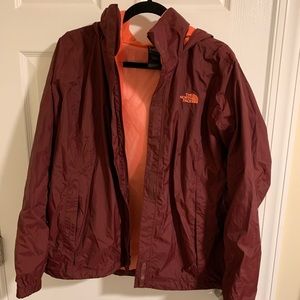 North face maroon rain jacket